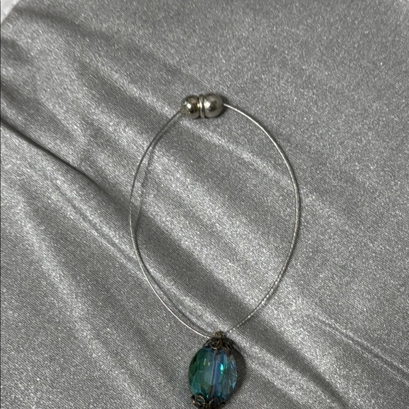 Elegant Silver and Blue Peacock Rear View Mirror Hanger - Picture 7 of 8